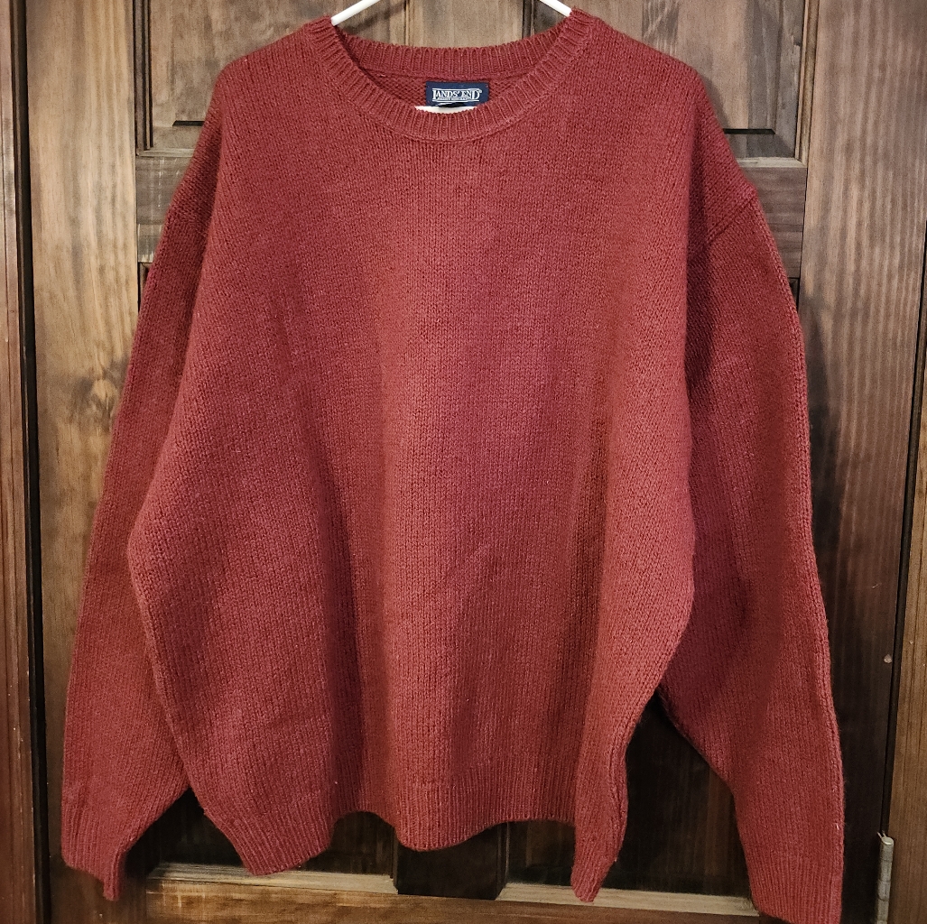 Lands End Direct Merchant Crewneck Long Sleeve Knit Virgin Wool Blend Mens Xl
